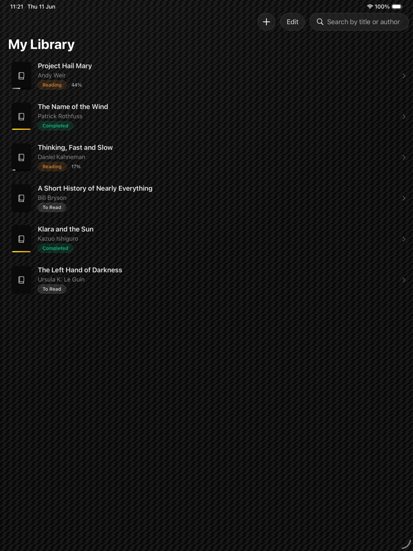 Bookbuddy running on iPad Pro